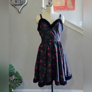 Sourpuss Dress Black Gothic Red Skulls Pin Up Size Medium